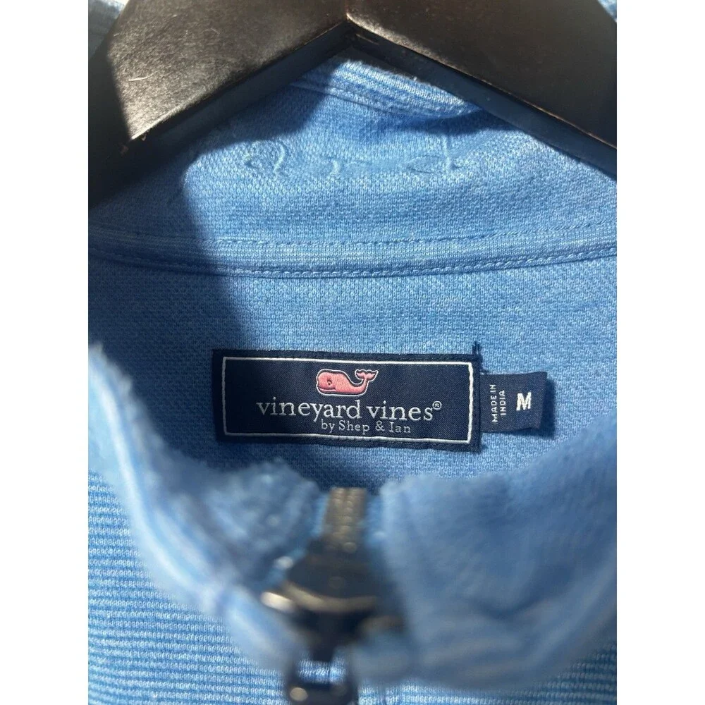 Vineyard Vines Men’s 1/4 Zip Long Sleeve Blue Stripe Cotton Sweater Med Preppy